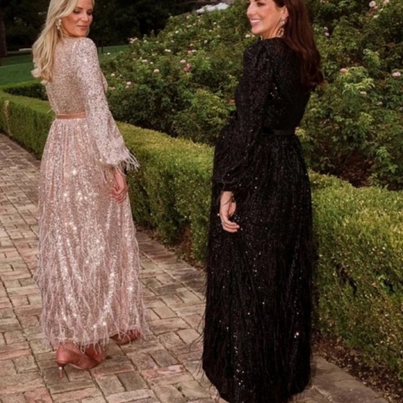 ANTONIO MELANI xNicola Bathie Nicola Sequin Belted Feathered A-Line 0 dress - Picture 3 of 16